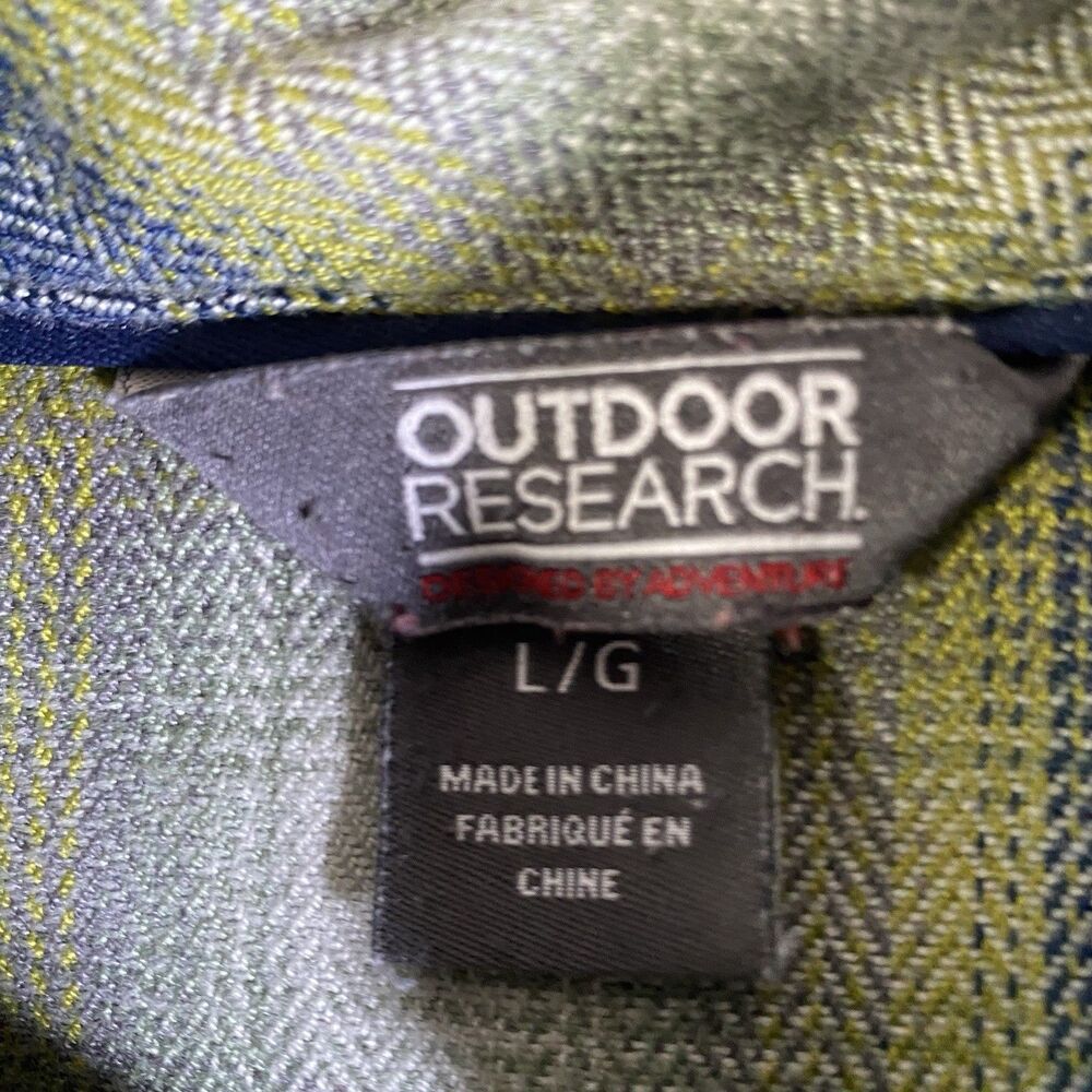 Outdoor Research Shirt Men Large Green Plaid Long Sleeve Metal Button Up Collar - Picture 8 of 15